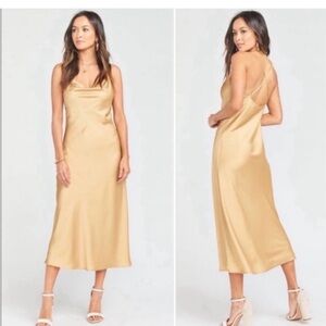 Verona Cowl Dress ~ True Gold Luxe Satin